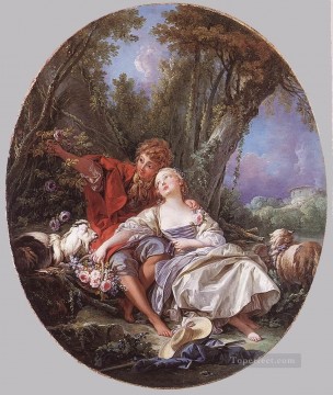 横たわる羊飼いと羊飼い フランソワ・ブーシェ 古典的ロココ Oil Paintings